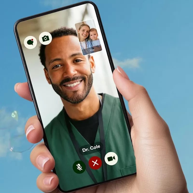 Video consultation with a doctor on a smartphone